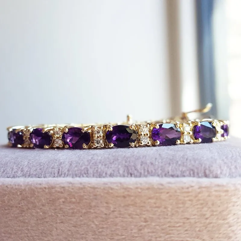 Brazilian Amethyst Oval Tennis Bracelet