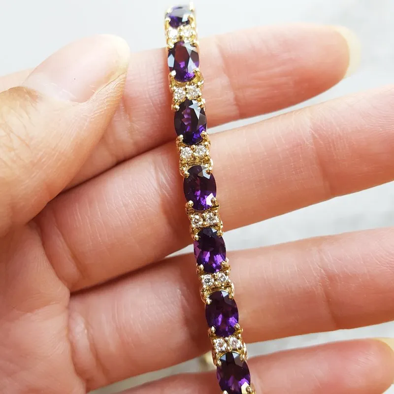 Brazilian Amethyst Oval Tennis Bracelet