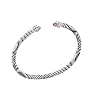 Cable Classic Bracelet with Amethyst and Diamonds