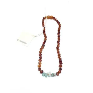 Canyon Leaf Baltic Amber   Amazonite Necklace (Youth's Sizes)