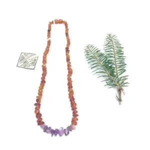 Canyon Leaf Baltic Amber   Amethyst Necklace (Adult's Sizes)