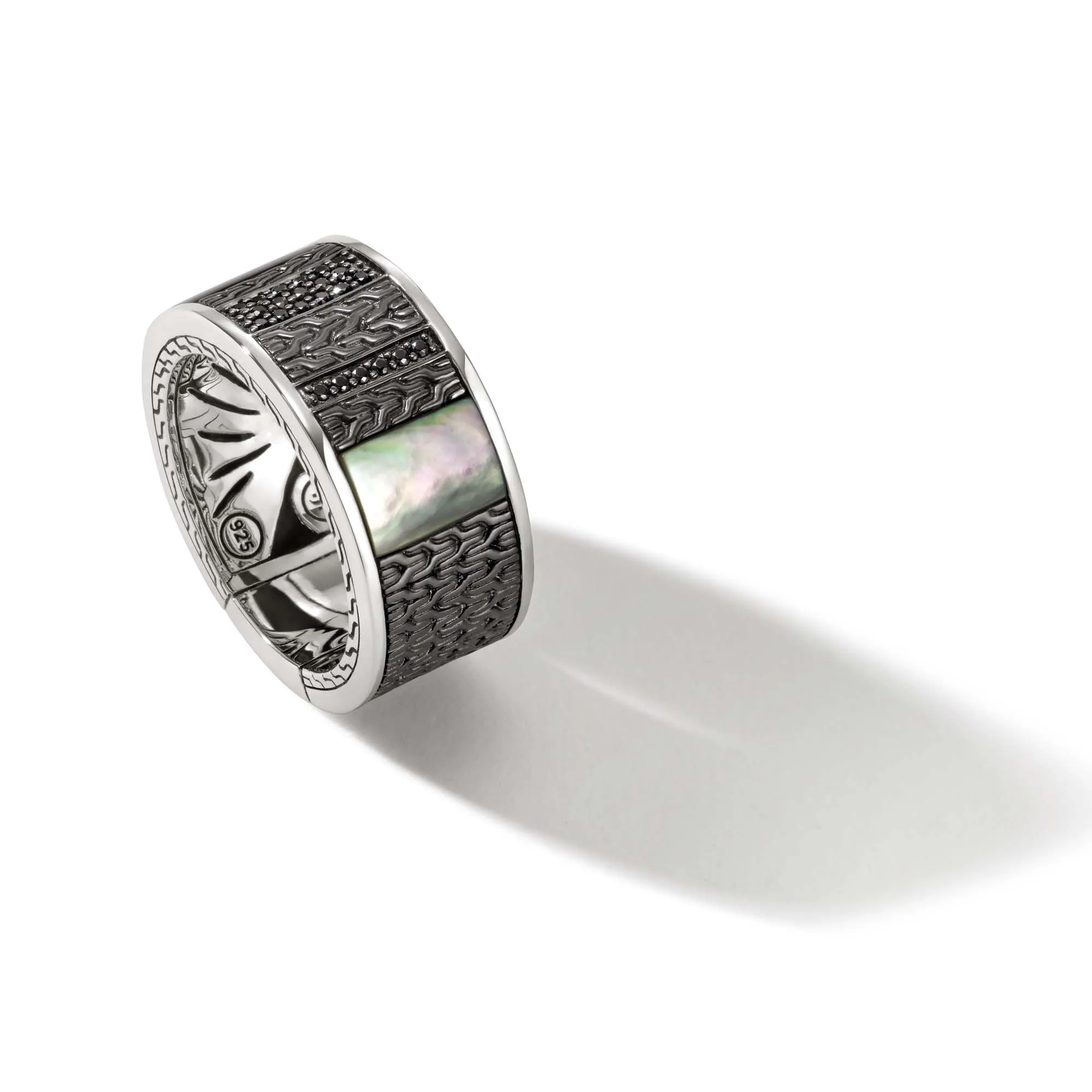 Carved Chain Ring with Mother of Pearl Inlay