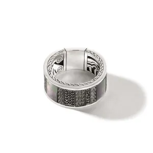 Carved Chain Ring with Mother of Pearl Inlay