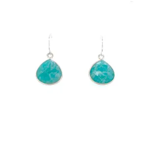 Channel Set Amazonite Heart Shape Earrings