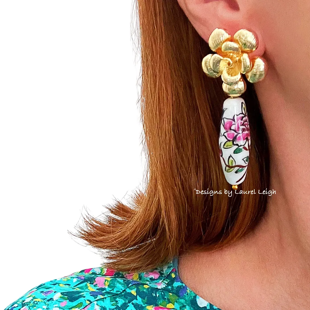 Chinoiserie Floral Porcelain Earrings
