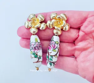 Chinoiserie Floral Porcelain Earrings