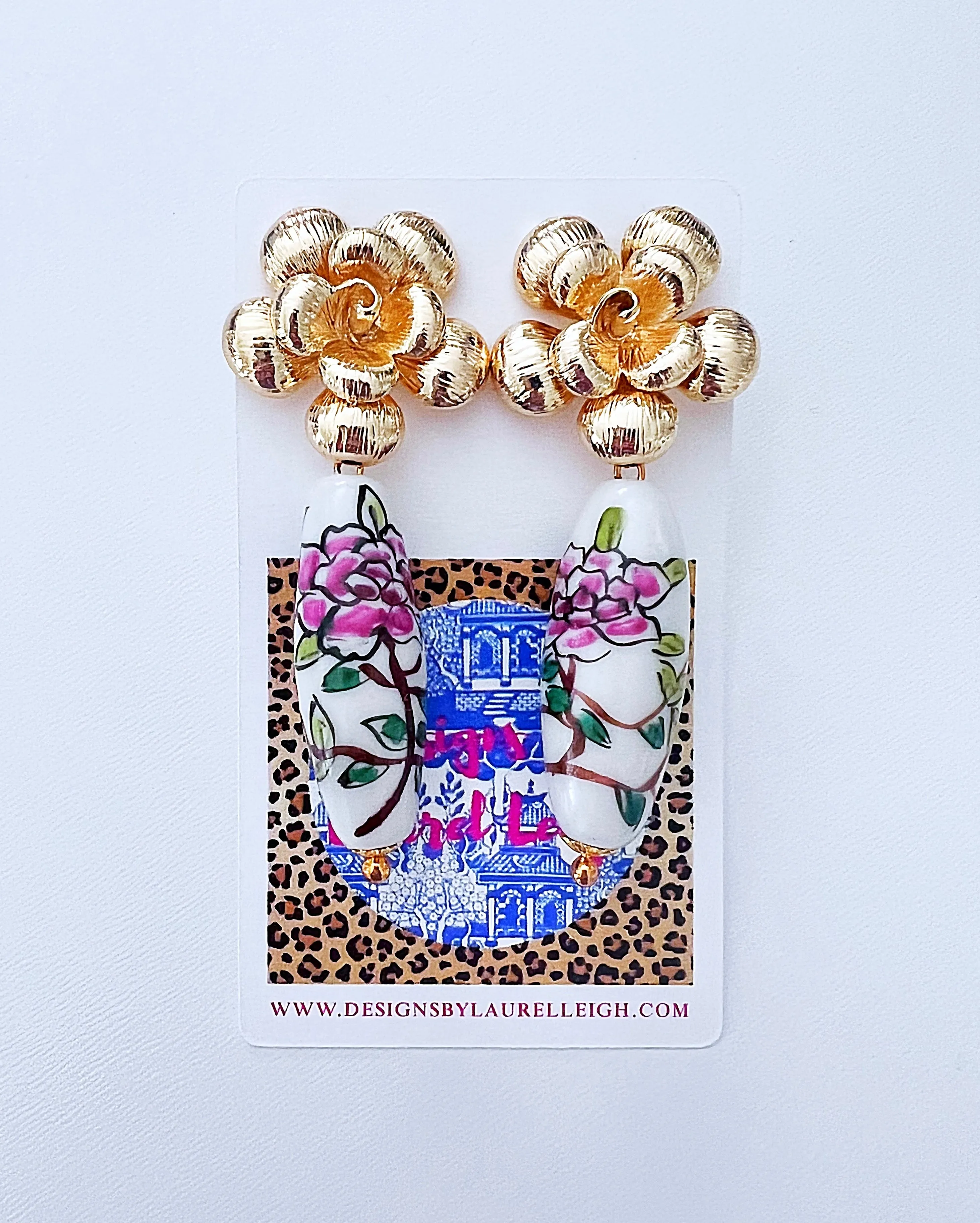 Chinoiserie Floral Porcelain Earrings