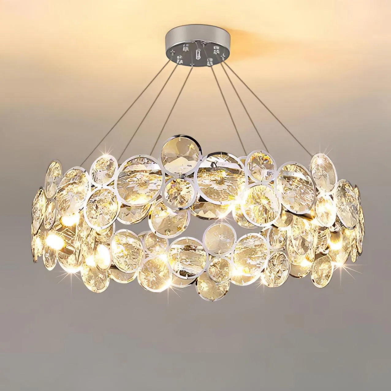 Chrome Round Crystal Chandelier