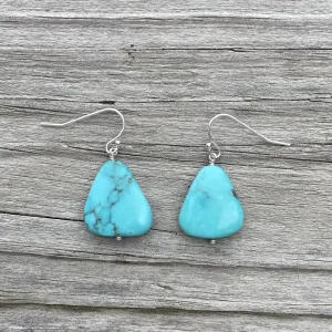 Chunky Turquoise Single Stone Earrings