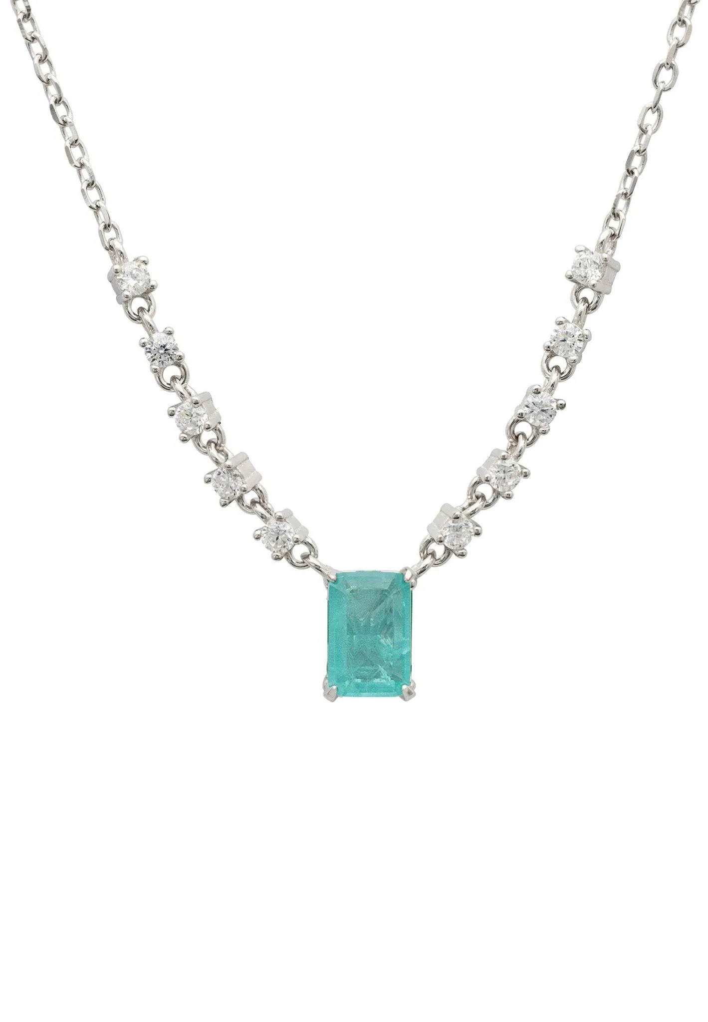 Claudia Gemstone Pendant Necklace Silver Paraiba Tourmaline