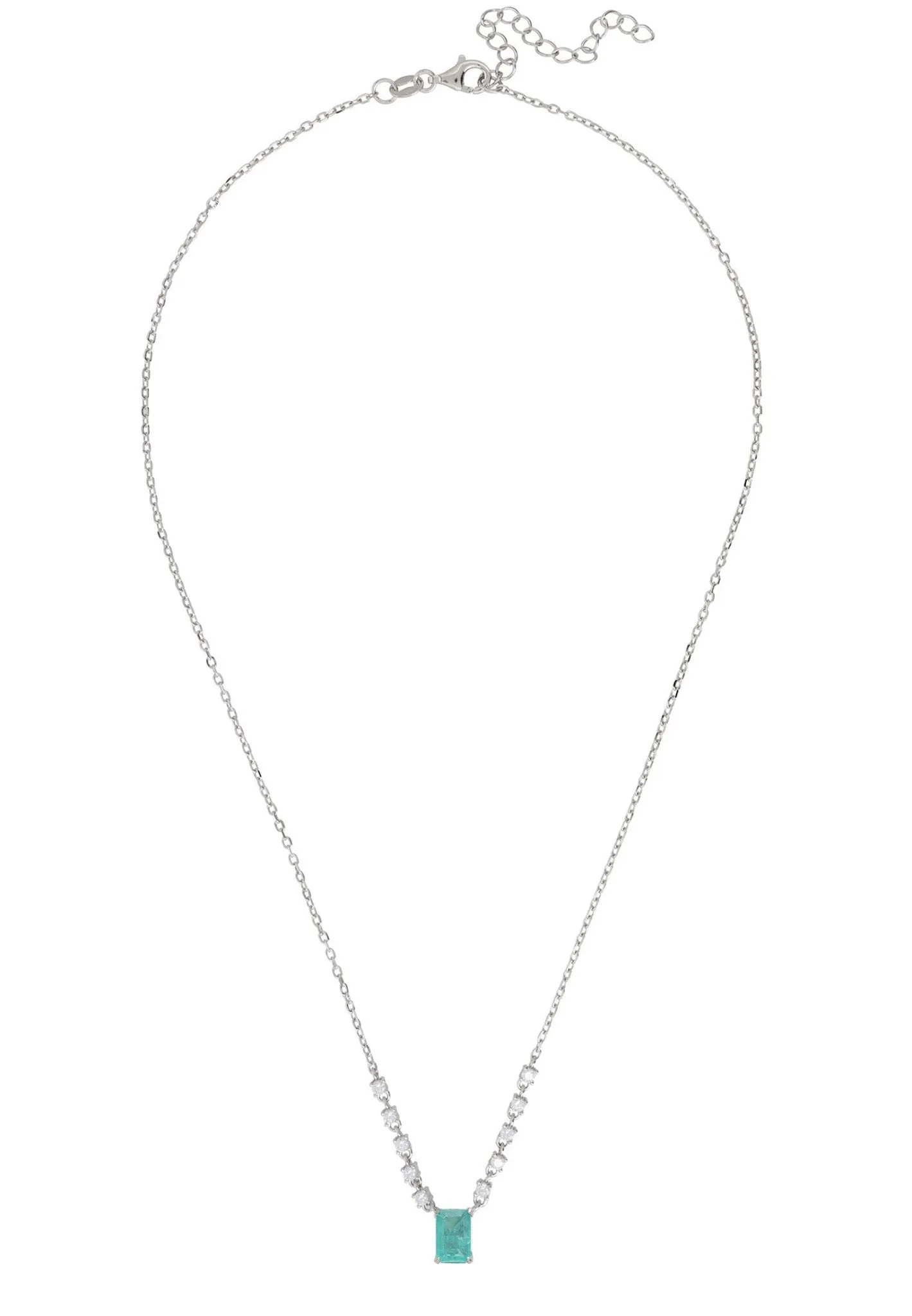 Claudia Gemstone Pendant Necklace Silver Paraiba Tourmaline
