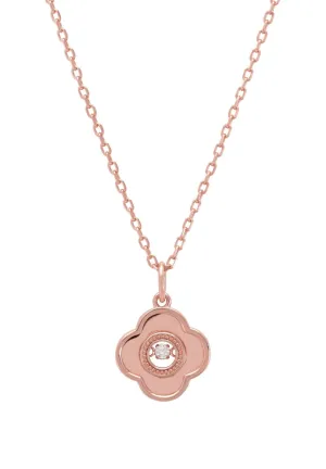 Clover Floating Stone Necklace Rosegold