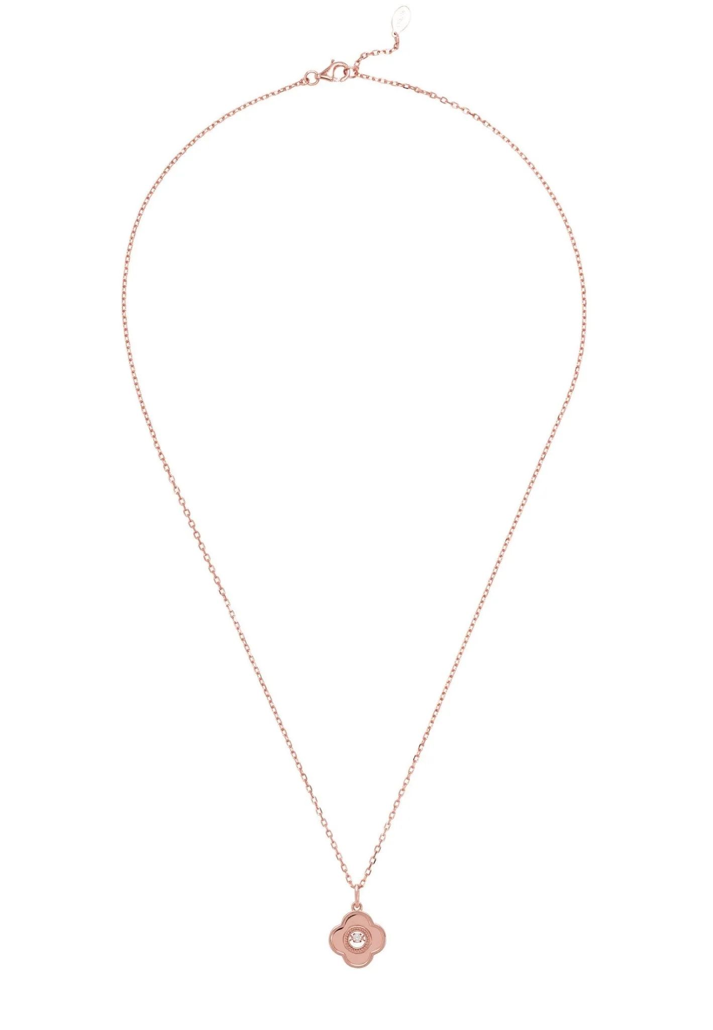 Clover Floating Stone Necklace Rosegold