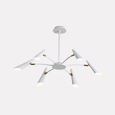 Contemporary Spider Ceiling Lamp - Black/White, 6/8 Lights, Metal Pendant Chandelier