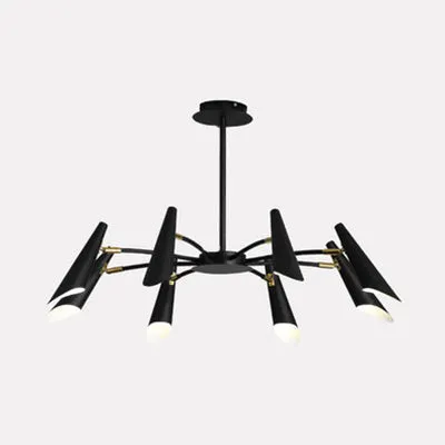 Contemporary Spider Ceiling Lamp - Black/White, 6/8 Lights, Metal Pendant Chandelier