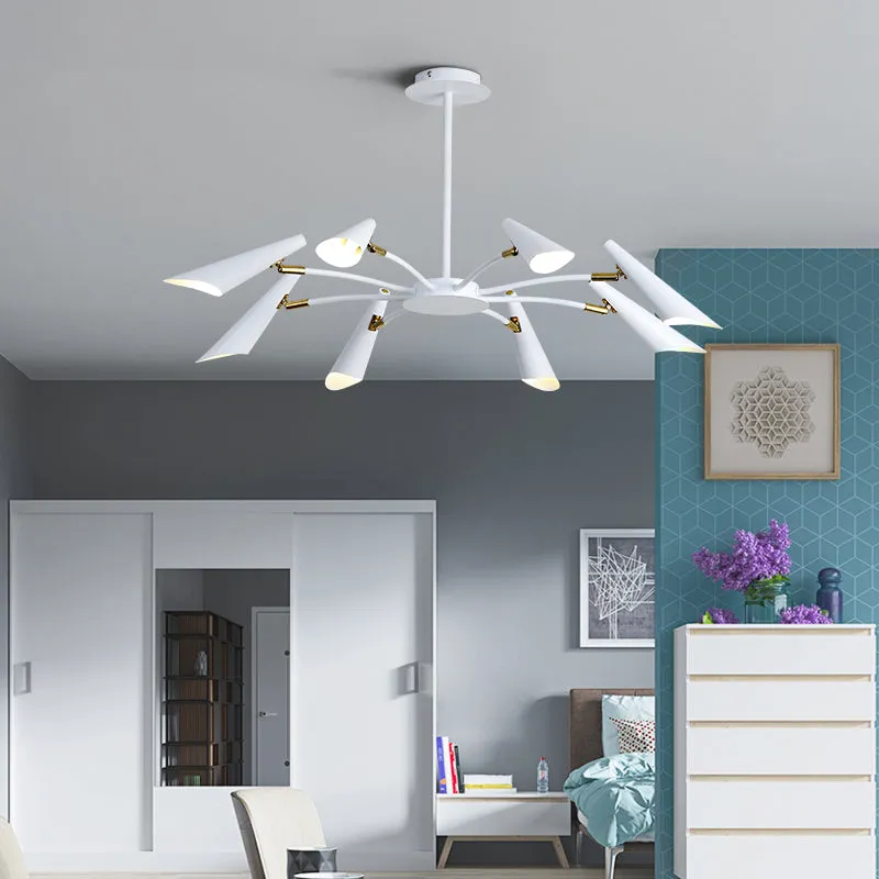 Contemporary Spider Ceiling Lamp - Black/White, 6/8 Lights, Metal Pendant Chandelier