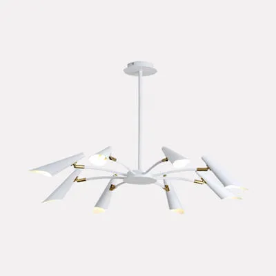 Contemporary Spider Ceiling Lamp - Black/White, 6/8 Lights, Metal Pendant Chandelier