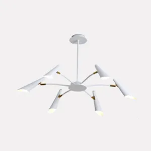 Contemporary Spider Ceiling Lamp - Black/White, 6/8 Lights, Metal Pendant Chandelier