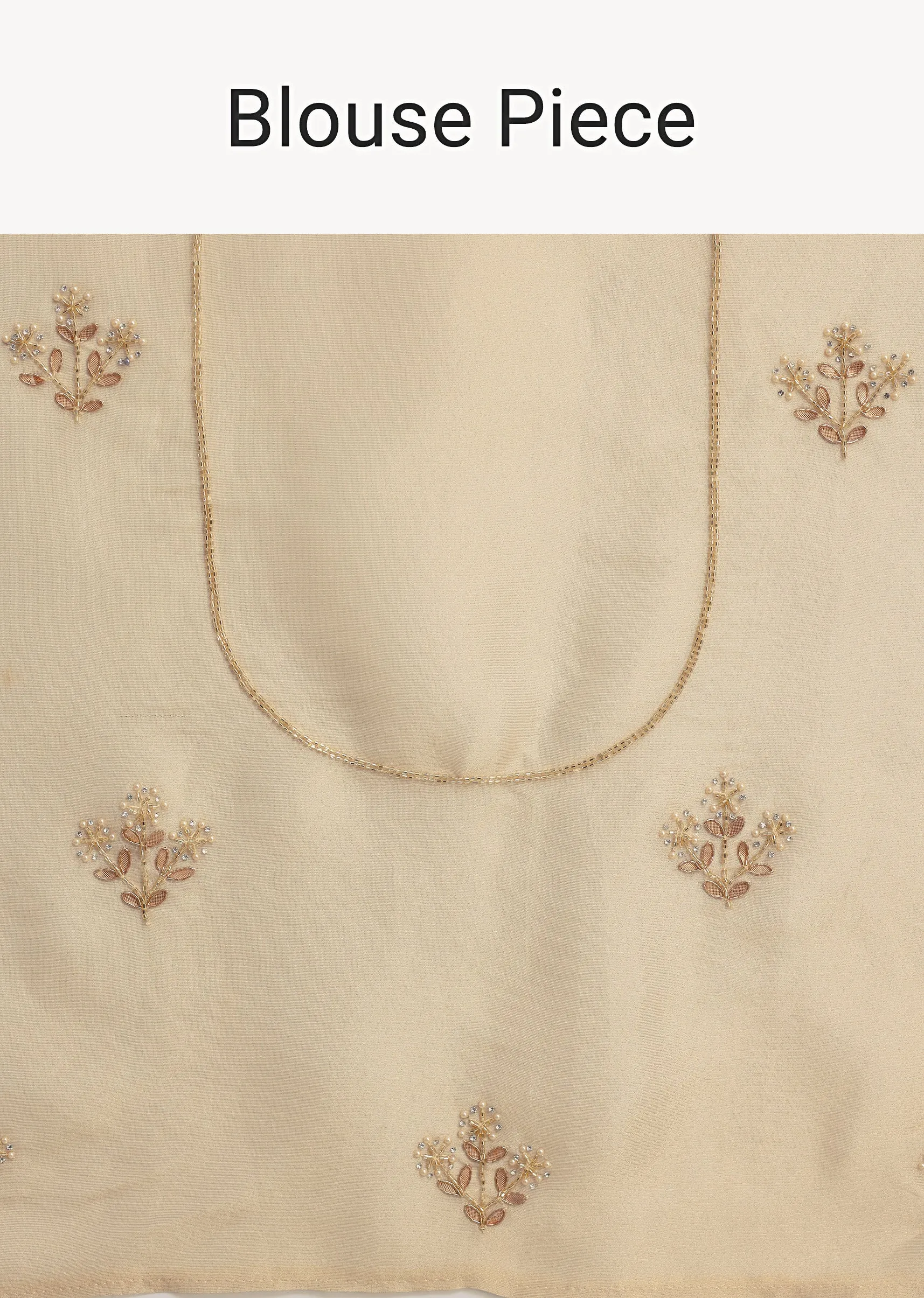 Cream Tissue Saree With Gotta Work And Unstitched Blouse