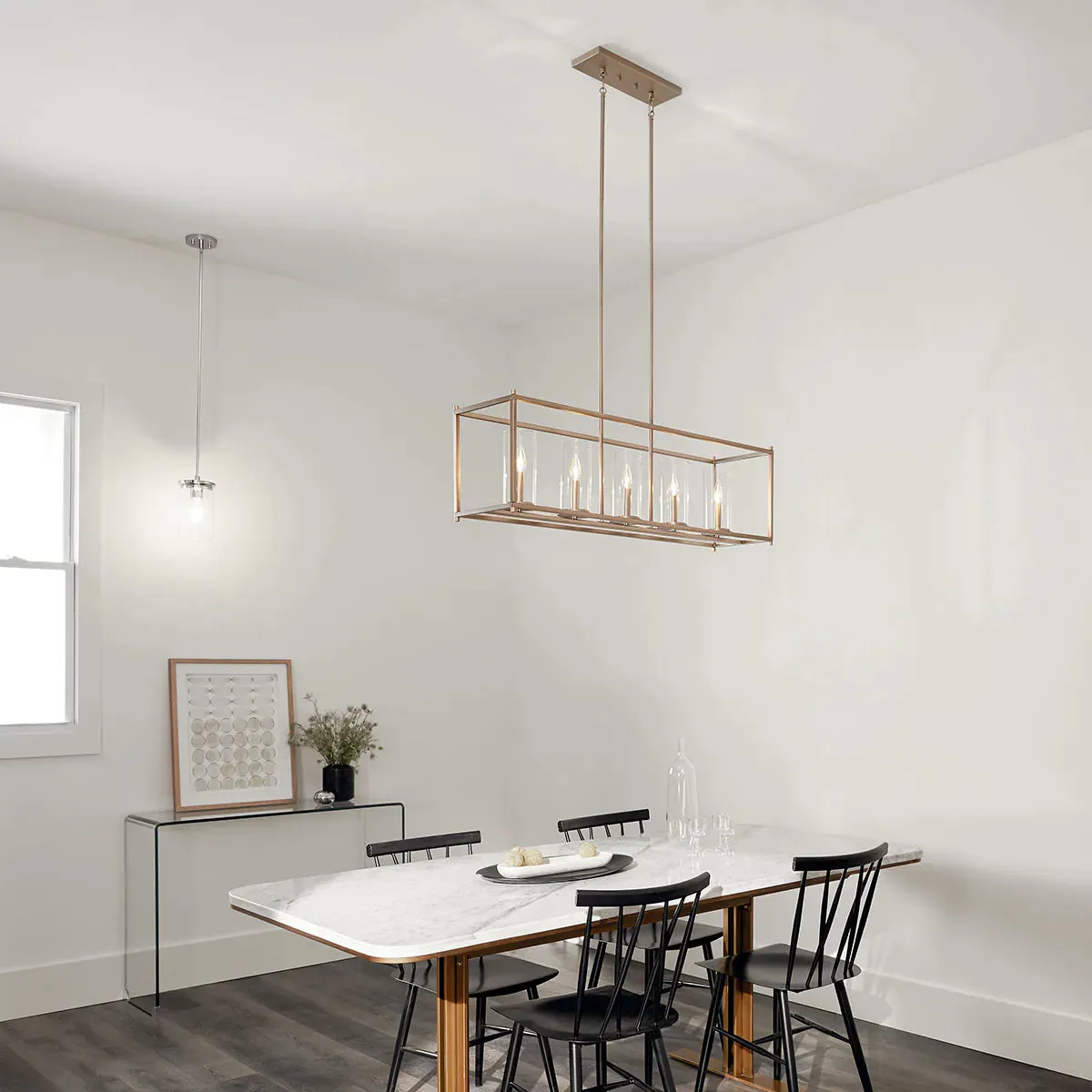 Crosby 42" 5-Light Linear Chandelier with Clear Glass, Brushed nickel Finish