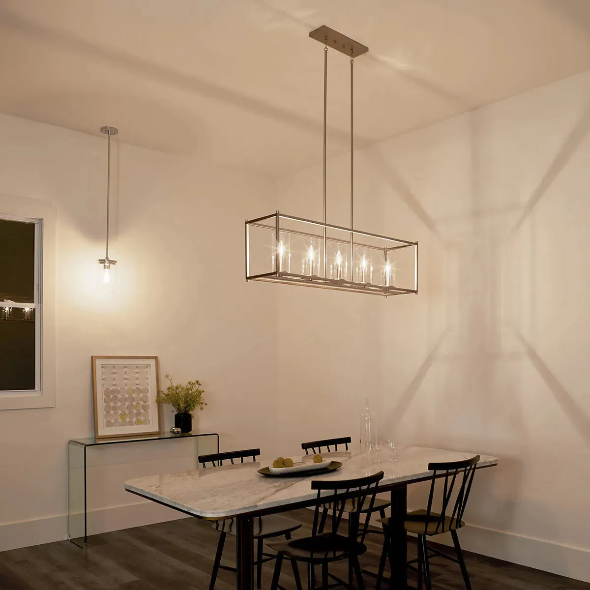Crosby 42" 5-Light Linear Chandelier with Clear Glass, Brushed nickel Finish