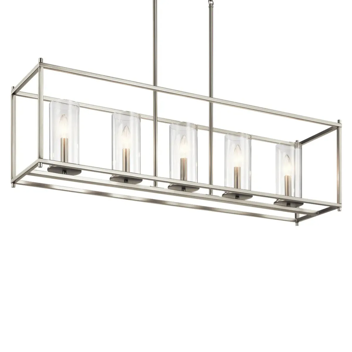 Crosby 42" 5-Light Linear Chandelier with Clear Glass, Brushed nickel Finish