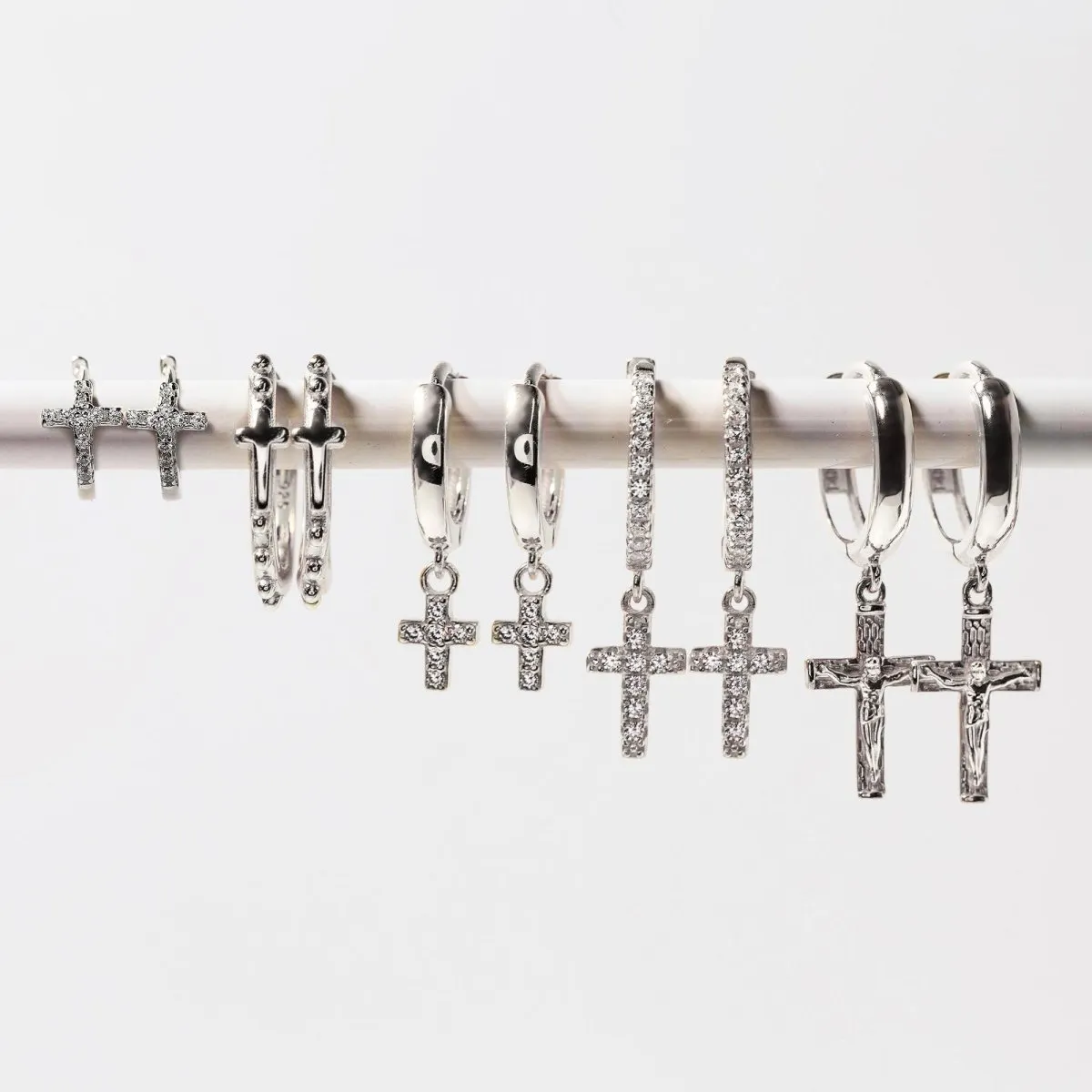 Cross Pave Huggie Hoops