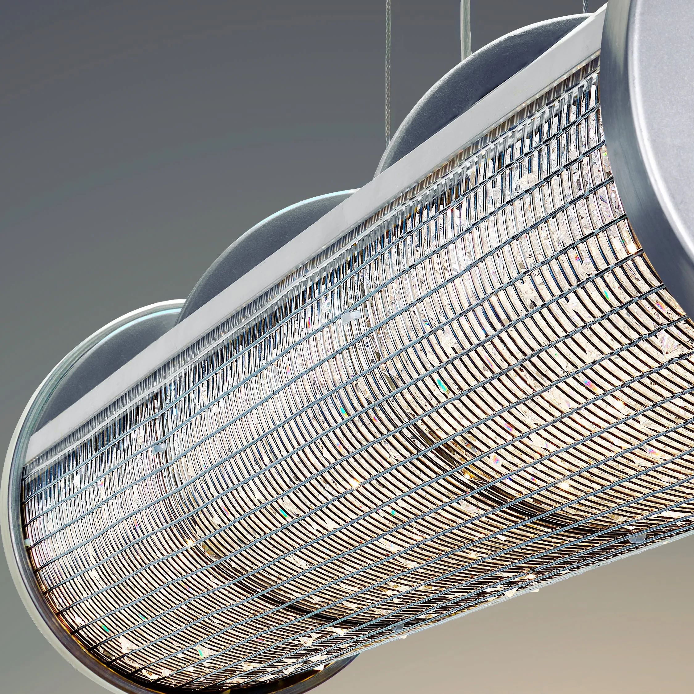 Crystal Cage LED Linear Suspension Aluminum