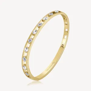 Crystal Station Bangle Bracelet in Gold Plated Stainless Steel