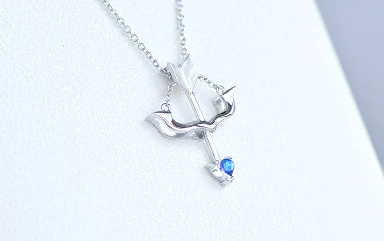 Cute Ladies Arrow Shaped White Gold Plated Sterling Silver Moonstone Pendant Necklace For Women