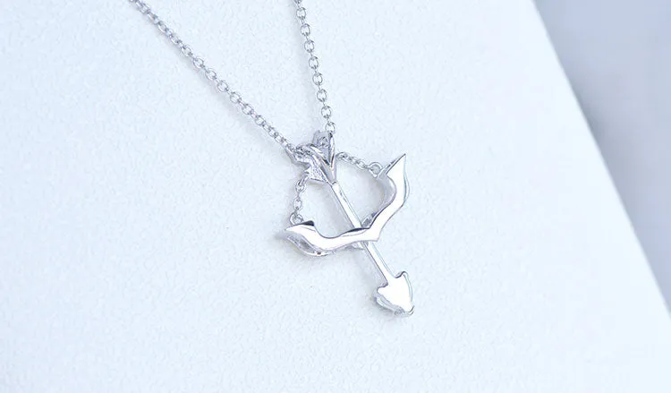 Cute Ladies Arrow Shaped White Gold Plated Sterling Silver Moonstone Pendant Necklace For Women
