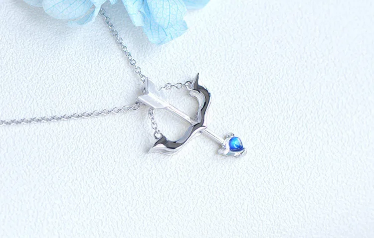 Cute Ladies Arrow Shaped White Gold Plated Sterling Silver Moonstone Pendant Necklace For Women