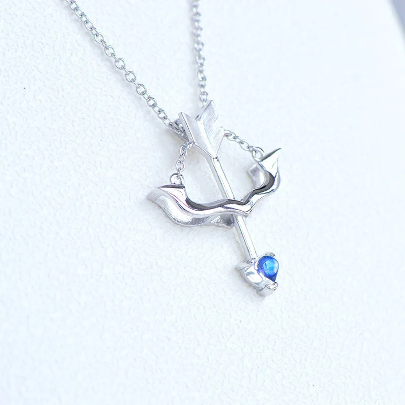 Cute Ladies Arrow Shaped White Gold Plated Sterling Silver Moonstone Pendant Necklace For Women
