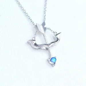 Cute Ladies Arrow Shaped White Gold Plated Sterling Silver Moonstone Pendant Necklace For Women