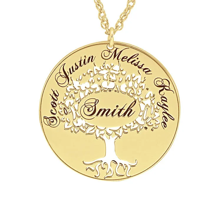 Cutout Family Tree Mothers Necklace