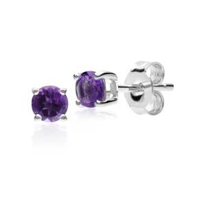 Damen 375 Gold 9ct Weißgold Amethyst Classic Claw Ohrringe Lila 3.50mm