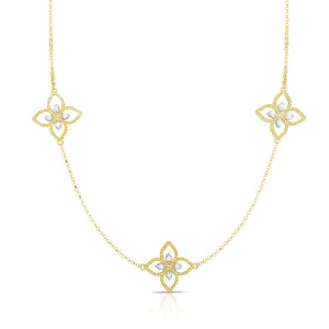 Diamond Princess Flower 3 Station Necklace