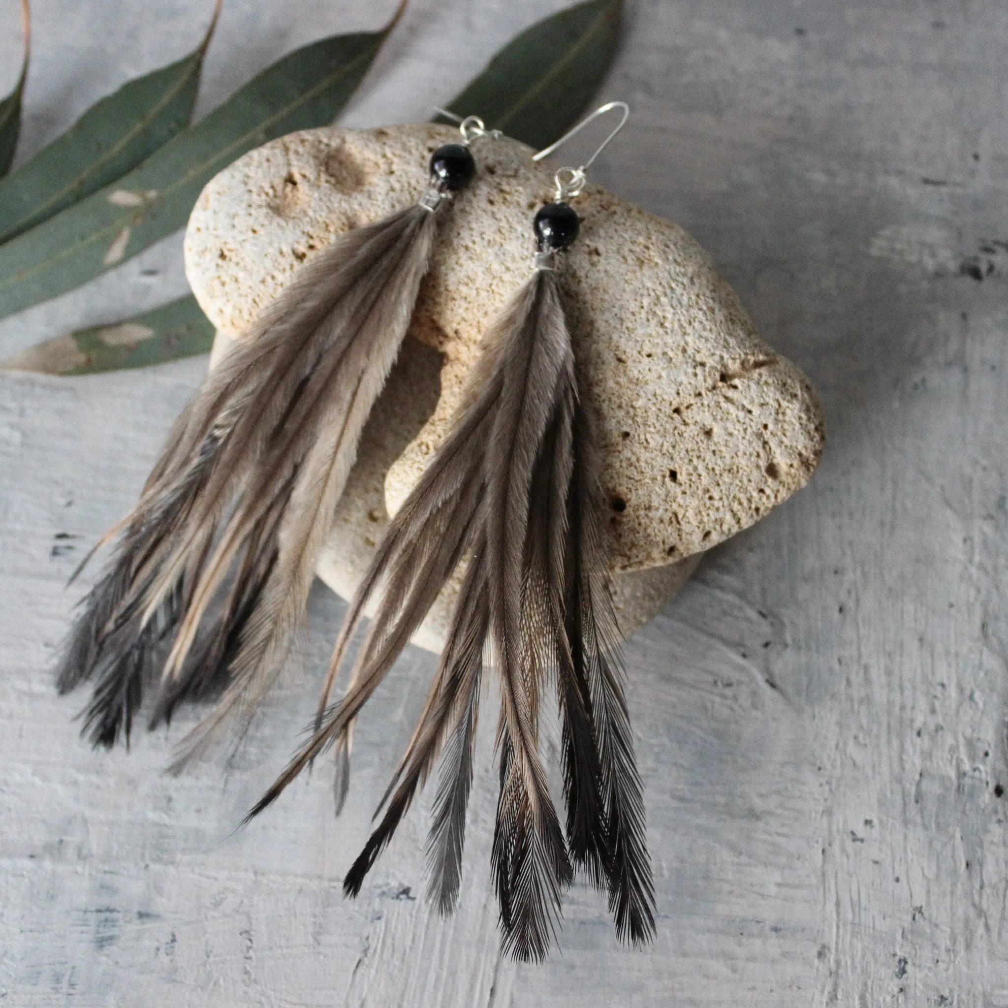 Dirriwang Emu Feather Gemstone Earrings