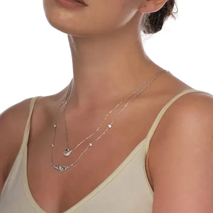 Double Layered Swan CZ Chain Locket