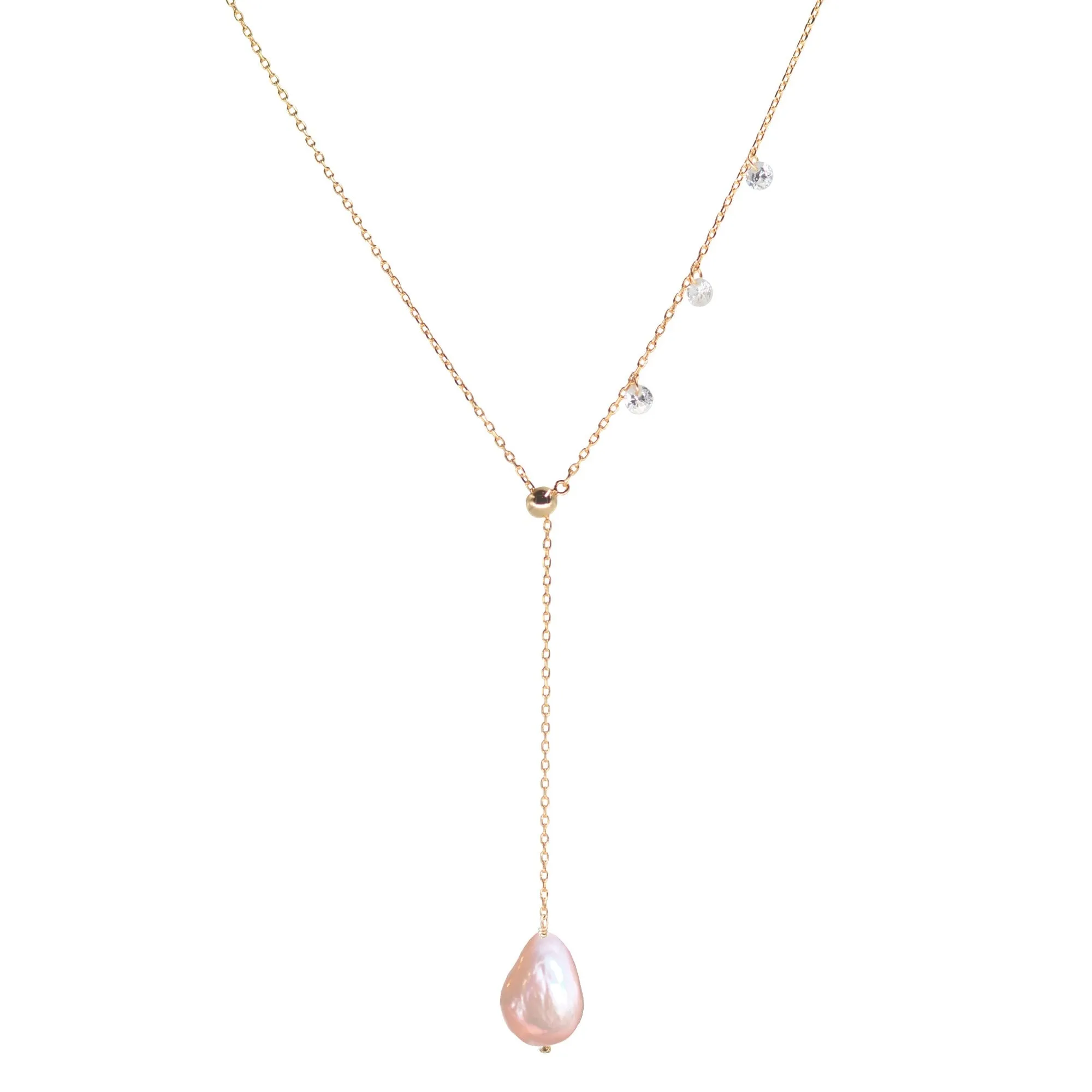Double Slider Lariat with Pearl Drop