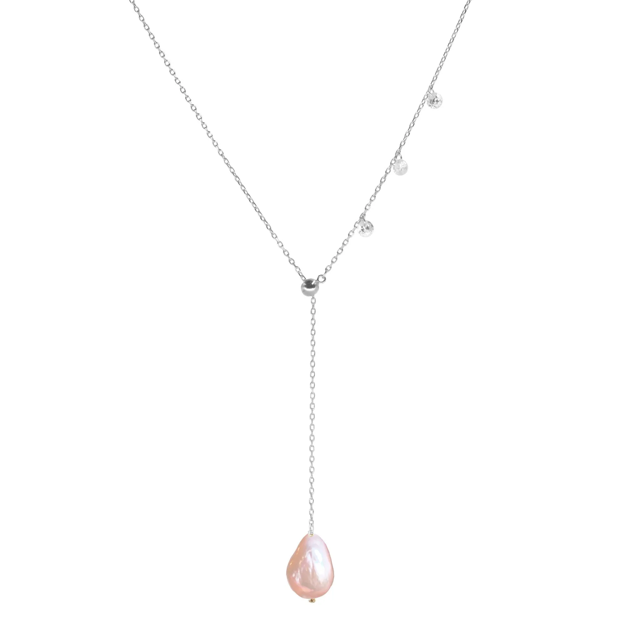 Double Slider Lariat with Pearl Drop