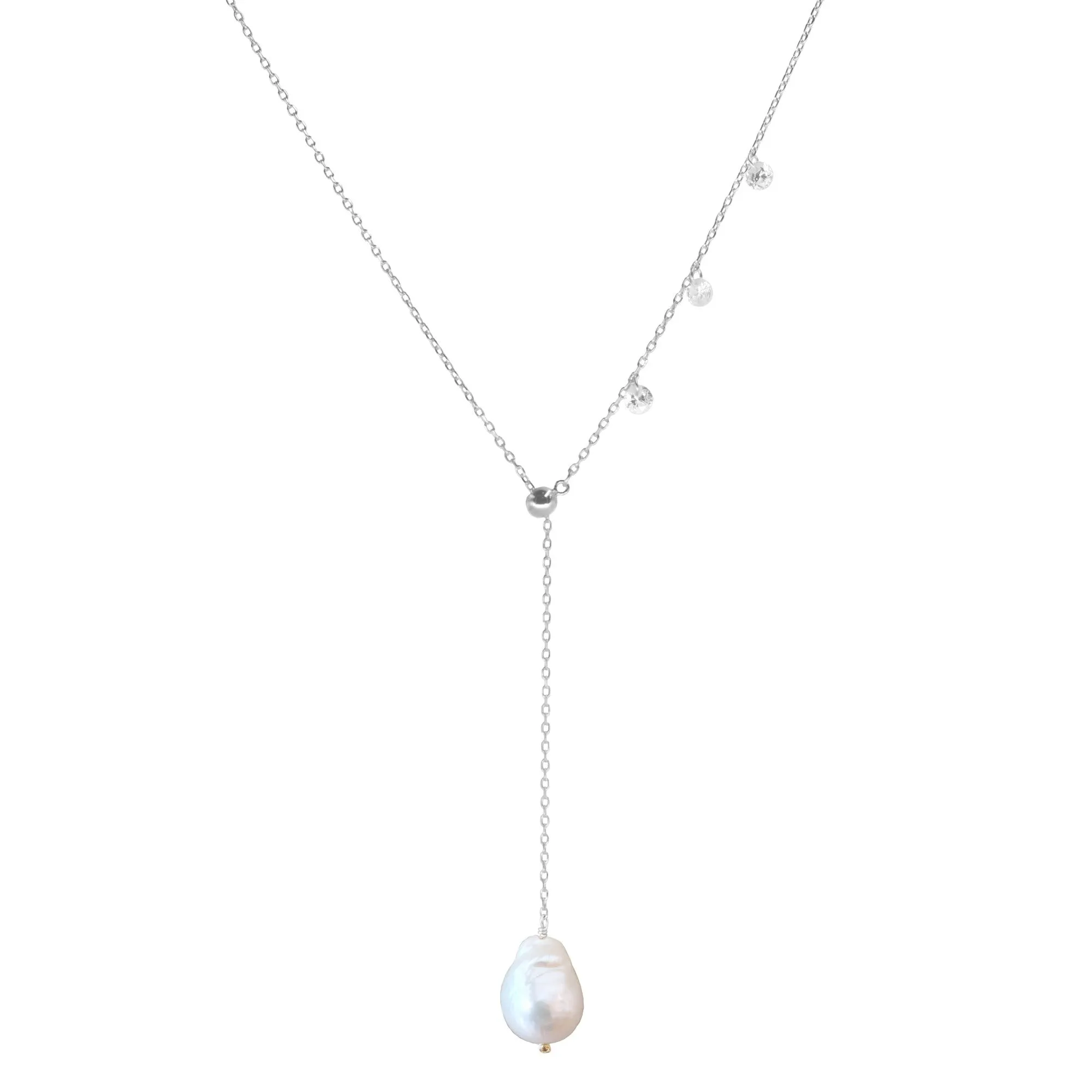 Double Slider Lariat with Pearl Drop