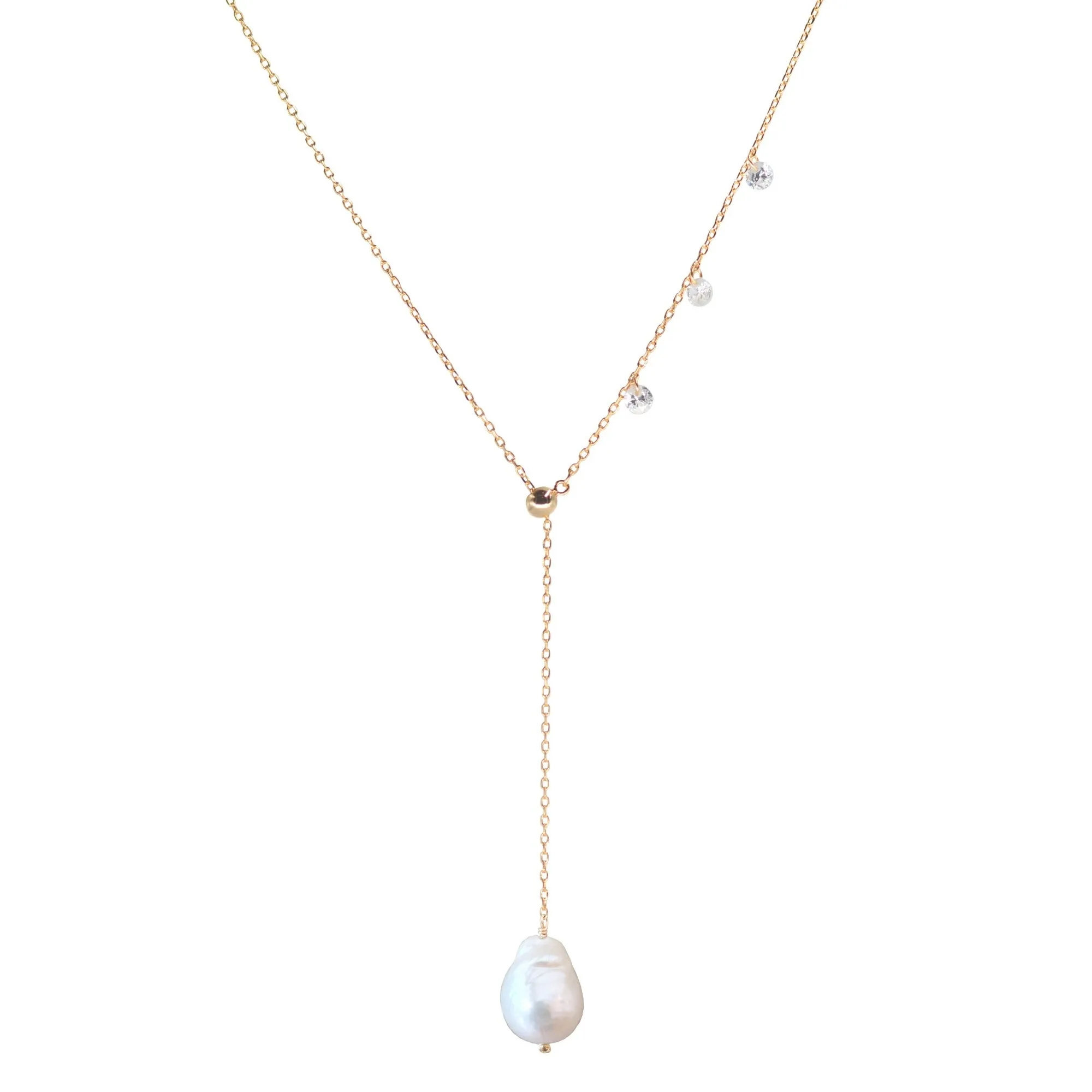 Double Slider Lariat with Pearl Drop