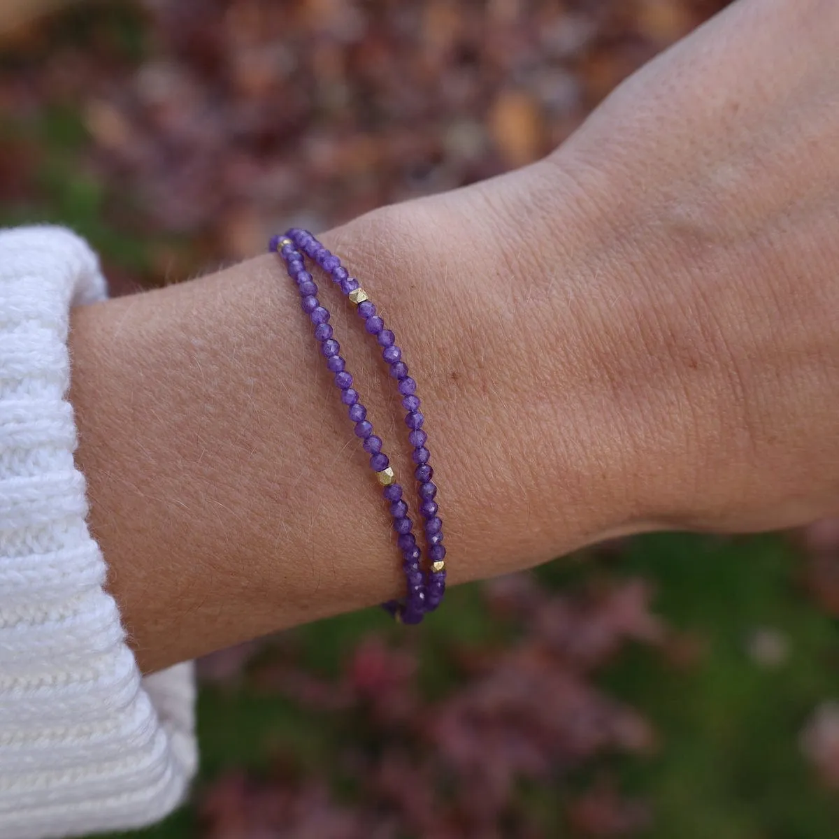 Double Strand Amethyst Magnetic Clasp Bracelet