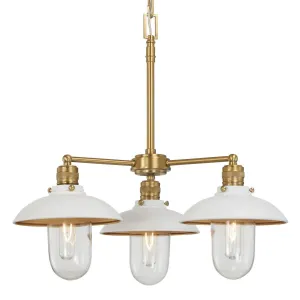 Downtown Edison 23 In. 3 Lights Chandelier White & brass Finish