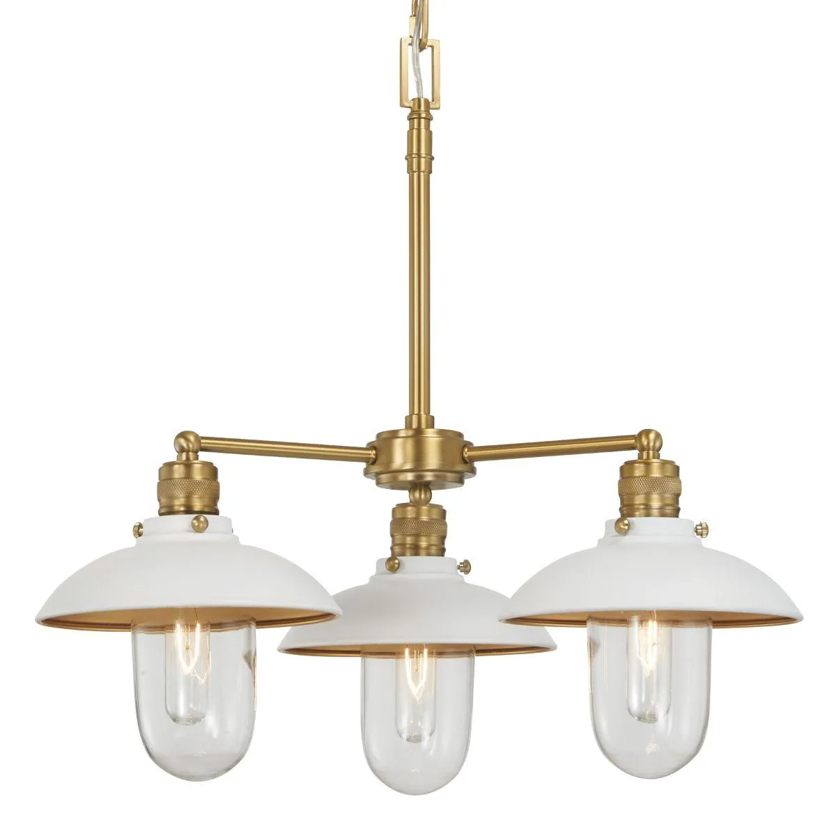 Downtown Edison 23 In. 3 Lights Chandelier White & brass Finish