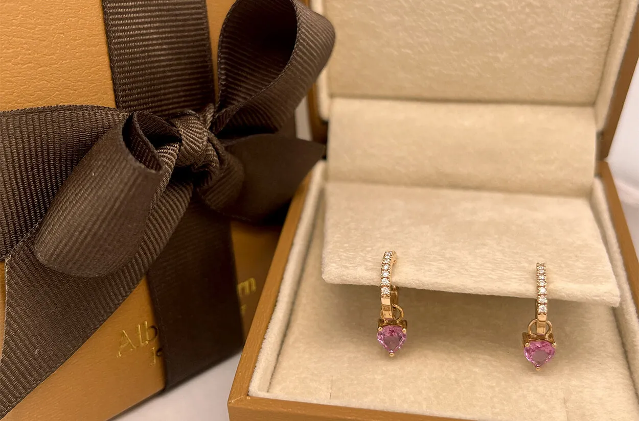 Earrings 18kt Gold Huggies & Sapphire Hearts