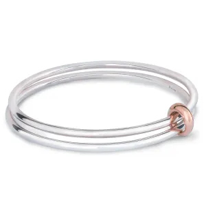 Eclipse Recycled Silver & Solid Rose Gold Double Bangle