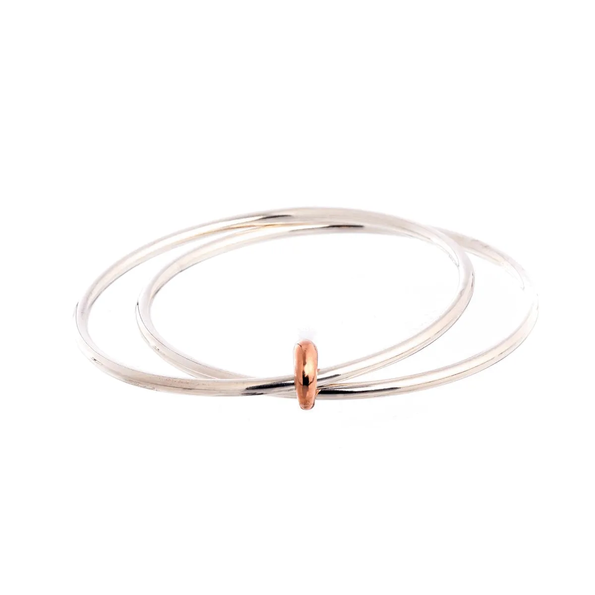 Eclipse Recycled Silver & Solid Rose Gold Double Bangle