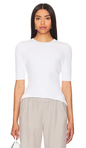 Enza Costa Linen Knit Crewneck in White